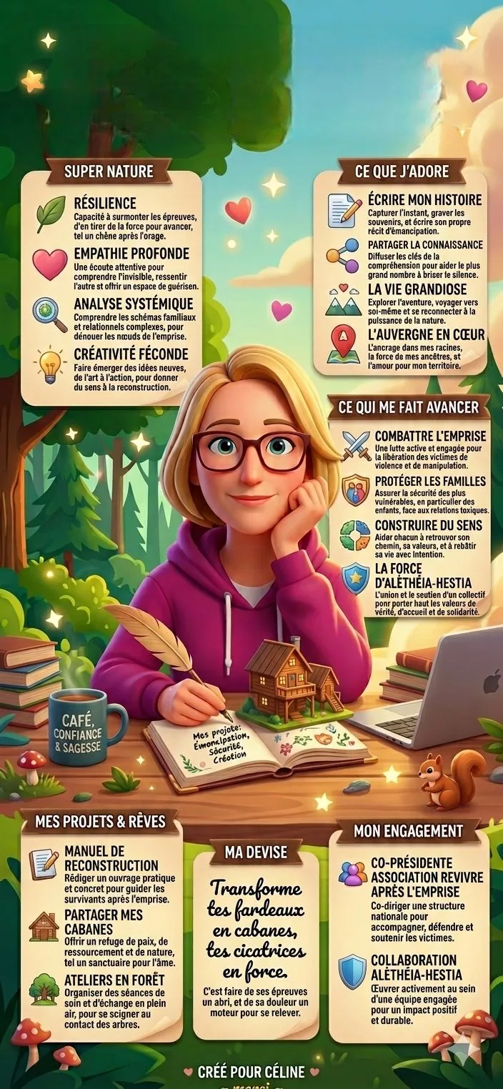 Illustration associée à la publication "Ma vie 😊 Mon métier Céline Psycho-Coach Mon petit coin de paradis Les cabanes de la pe…"